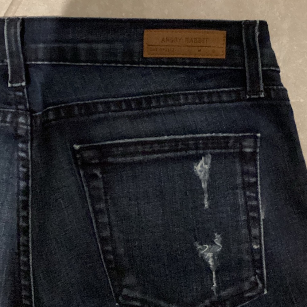 Angry Rabbit Dark Blue Distressed Ankle Jeans - Picture 4 of 4
